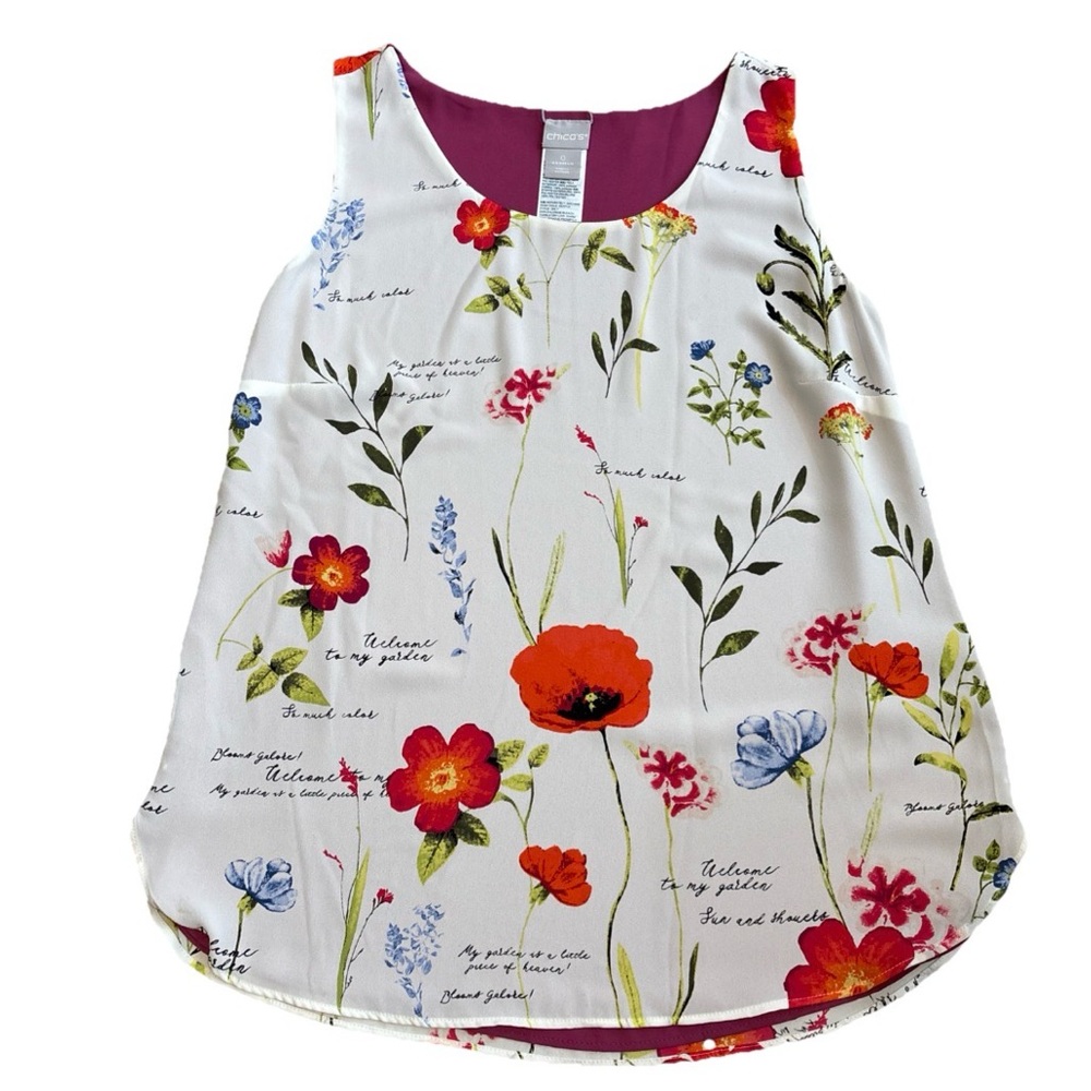 Chicos Size 0 US 4/6 Floral Pattern Sleeveless Reversible Blouse